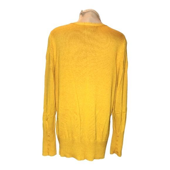 Lane Bryant Yellow Buttoned Sleeve V-Neck Sweater Plus Size 14/16 - Picture 3 of 7